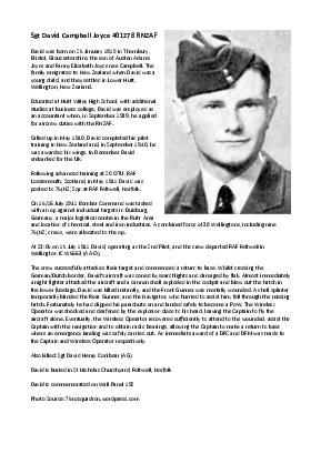 A preview of a PDF biography for Joyce, David Campbell